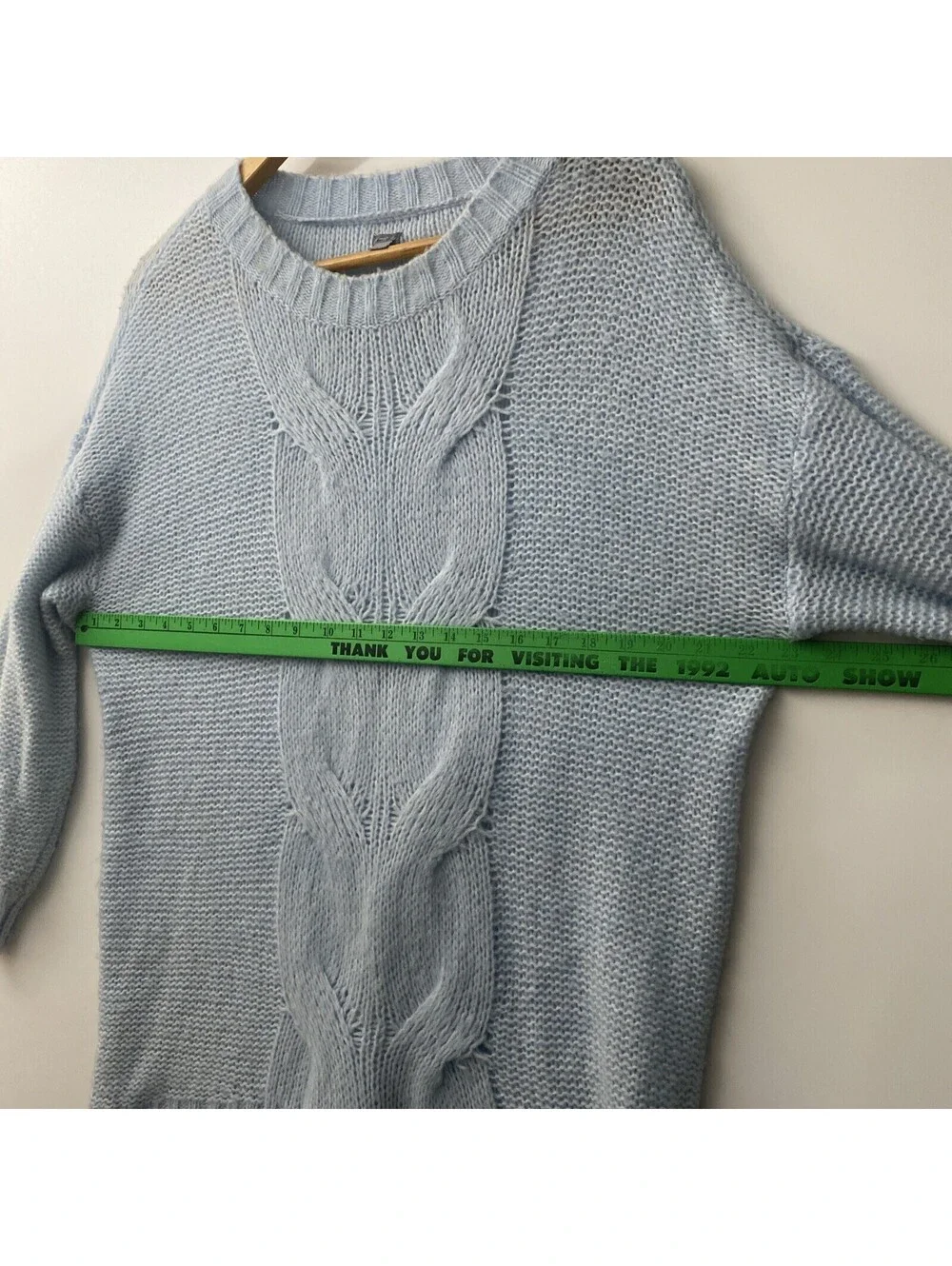 Aerie Cable Knit Wool-Blend Oversized Sweater Baby Blue Size S
